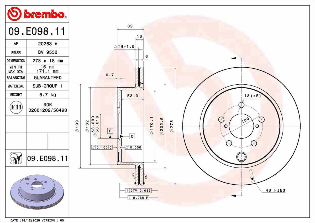 Bremžu diski BREMBO 09.E098.11 1