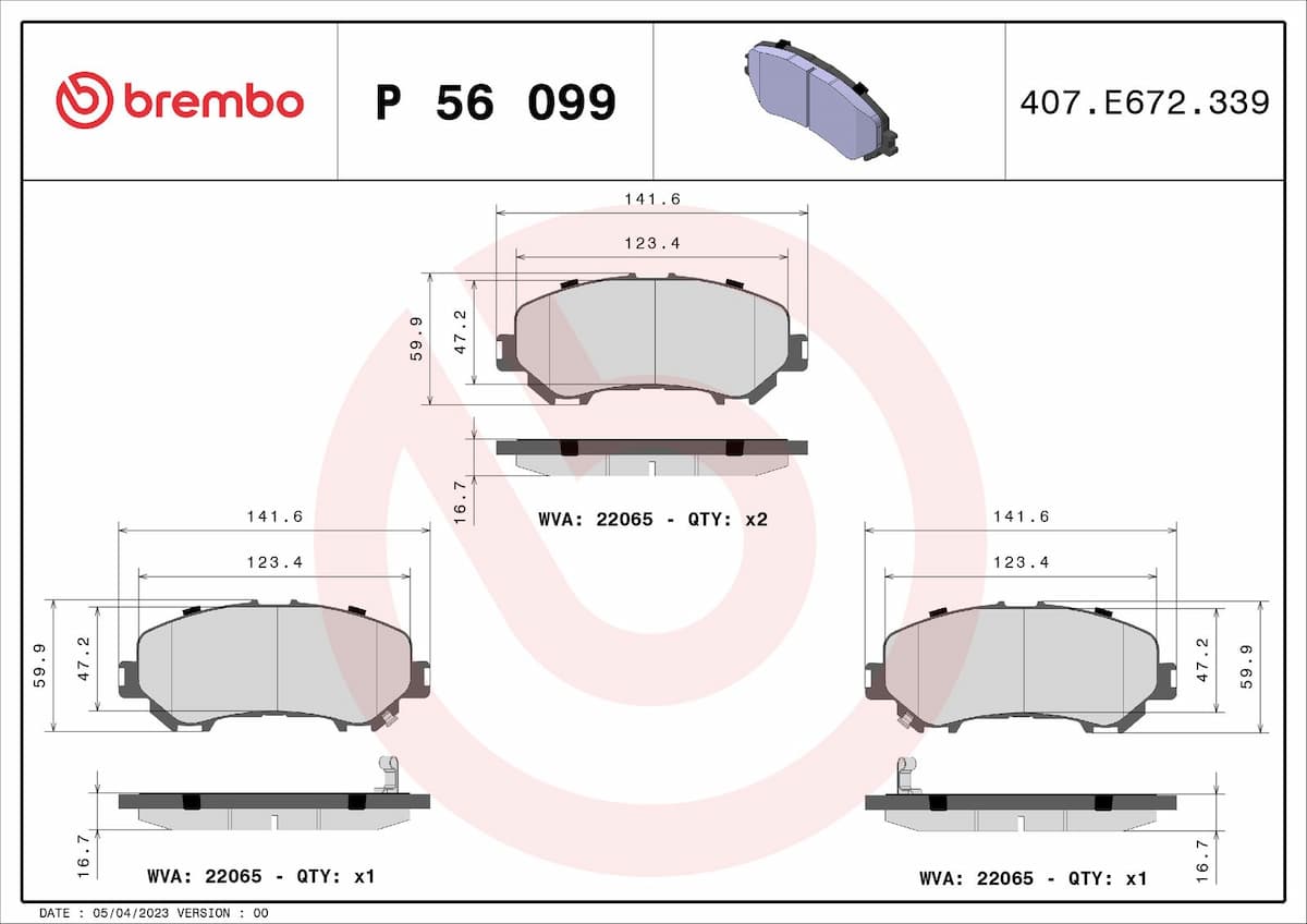 Bremžu uzliku kompl., Disku bremzes BREMBO P 56 099 1