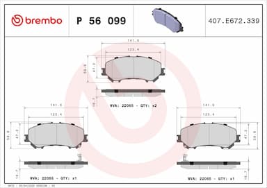 Bremžu uzliku kompl., Disku bremzes BREMBO P 56 099 1