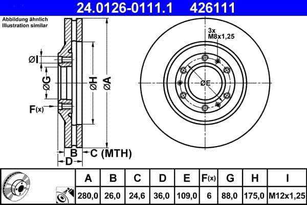 Bremžu diski ATE 24.0126-0111.1 1