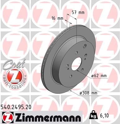 Bremžu diski ZIMMERMANN 540.2495.20 1