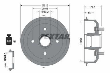 Bremžu trumulis TEXTAR 94018500 1