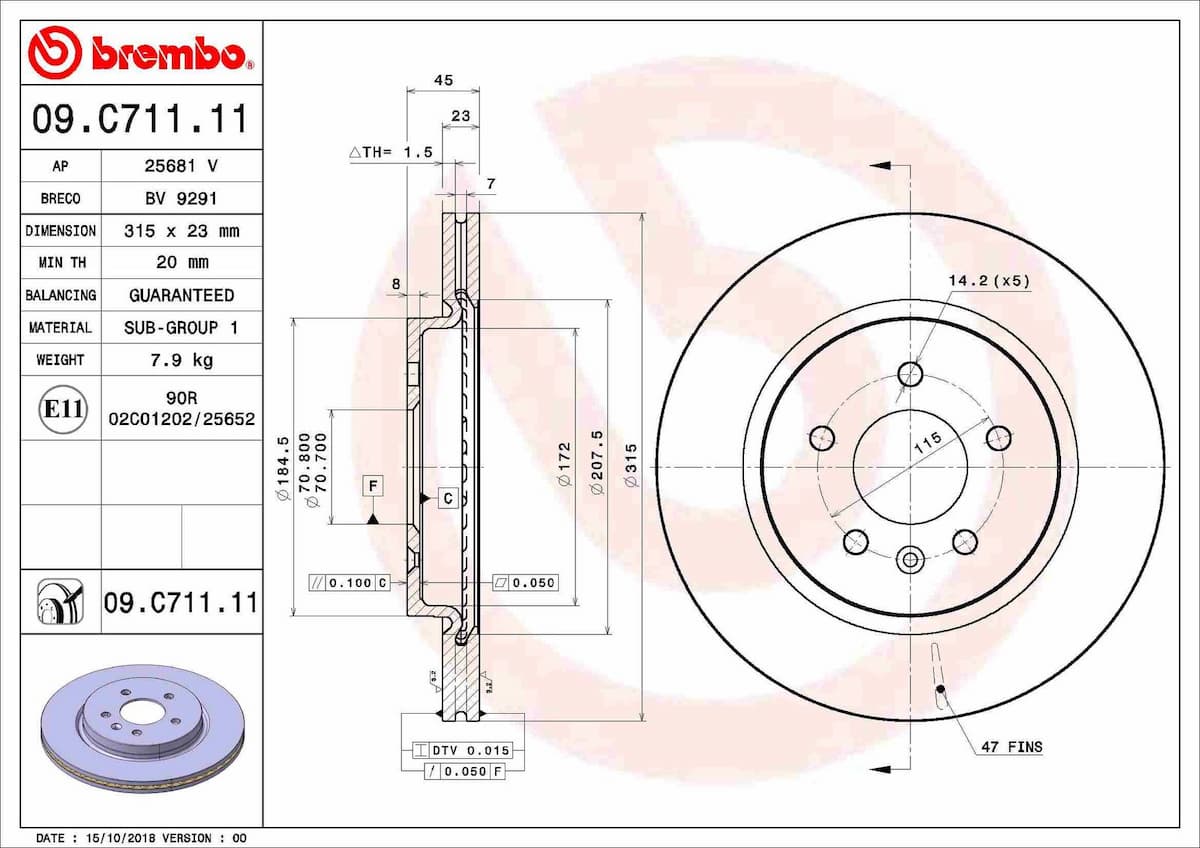 Bremžu diski BREMBO 09.C711.11 1