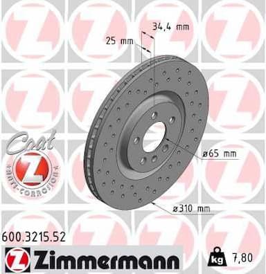 Bremžu diski ZIMMERMANN 600.3215.52 1