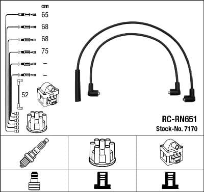 Augstsprieguma vadu komplekts NGK 7170 1