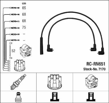 Augstsprieguma vadu komplekts NGK 7170 1