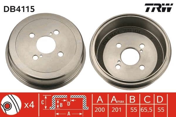 Bremžu trumulis TRW DB4115 1