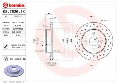 Bremžu diski BREMBO 08.7626.1X 1