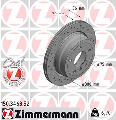 Bremžu diski ZIMMERMANN 150.3463.52 1