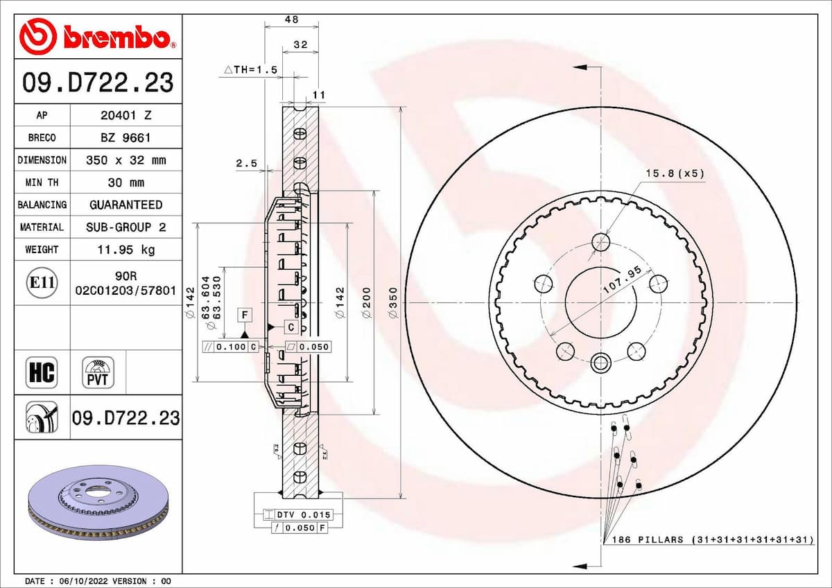 Bremžu diski BREMBO 09.D722.23 1