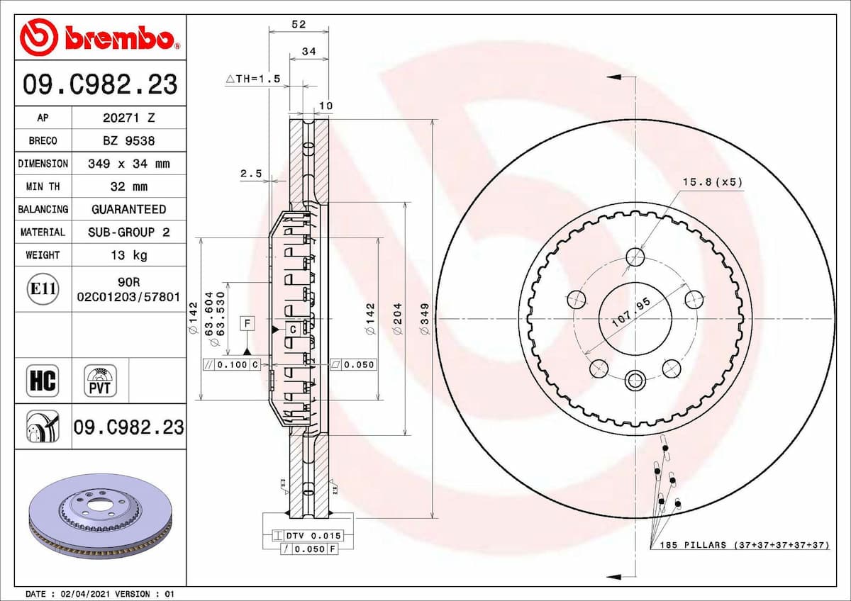 Bremžu diski BREMBO 09.C982.23 1