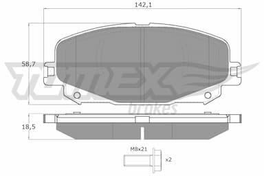 Bremžu uzliku kompl., Disku bremzes TOMEX Brakes TX 19-74 1