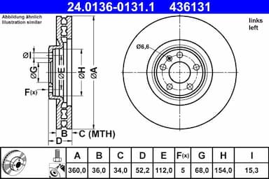 Bremžu diski ATE 24.0136-0131.1 1