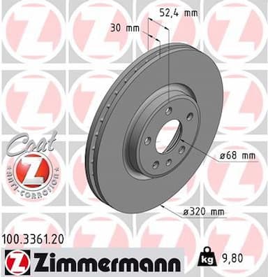 Bremžu diski ZIMMERMANN 100.3361.20 1