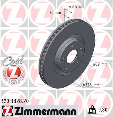 Bremžu diski ZIMMERMANN 320.3828.20 1