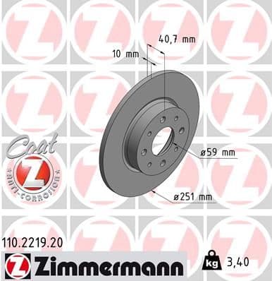 Bremžu diski ZIMMERMANN 110.2219.20 1