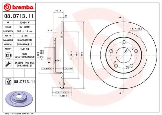 Bremžu diski BREMBO 08.D713.11 1