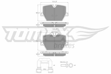 Bremžu uzliku kompl., Disku bremzes TOMEX Brakes TX 60-36 1