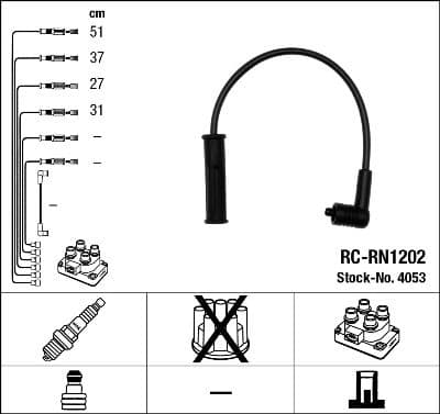 Augstsprieguma vadu komplekts NGK 4053 1