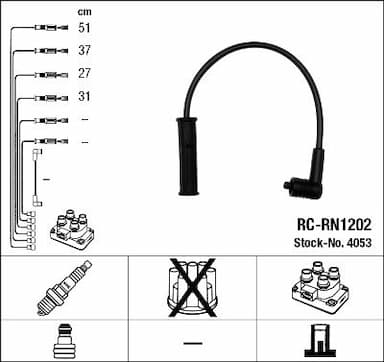 Augstsprieguma vadu komplekts NGK 4053 1