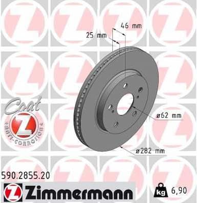 Bremžu diski ZIMMERMANN 590.2855.20 1