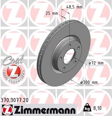 Bremžu diski ZIMMERMANN 370.3077.20 1