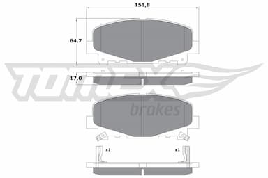 Bremžu uzliku kompl., Disku bremzes TOMEX Brakes TX 17-52 1