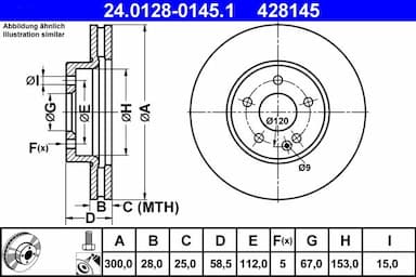 Bremžu diski ATE 24.0128-0145.1 1