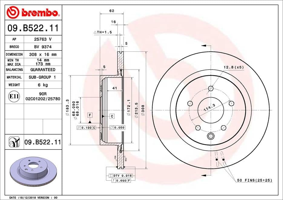 Bremžu diski BREMBO 09.B522.11 1