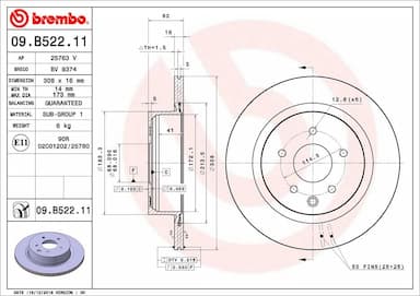 Bremžu diski BREMBO 09.B522.11 1