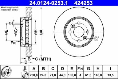 Bremžu diski ATE 24.0124-0253.1 1