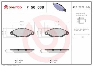 Bremžu uzliku kompl., Disku bremzes BREMBO P 56 038 1