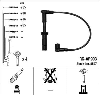 Augstsprieguma vadu komplekts NGK 8597 1