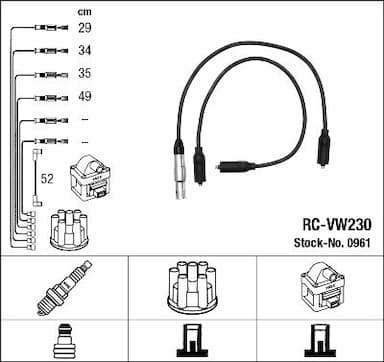 Augstsprieguma vadu komplekts NGK 0961 1