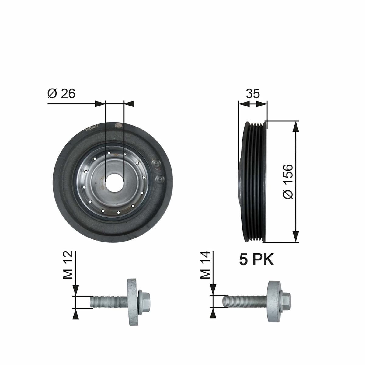 Piedziņas skriemelis, Kloķvārpsta GATES TVD1007A 1