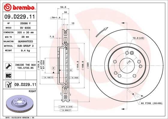 Bremžu diski BREMBO 09.D229.11 1