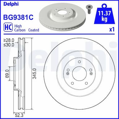 Bremžu diski DELPHI BG9381C 1