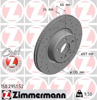 Bremžu diski ZIMMERMANN 150.2951.52 1