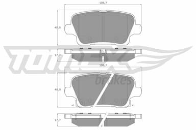 Bremžu uzliku kompl., Disku bremzes TOMEX Brakes TX 19-12 1