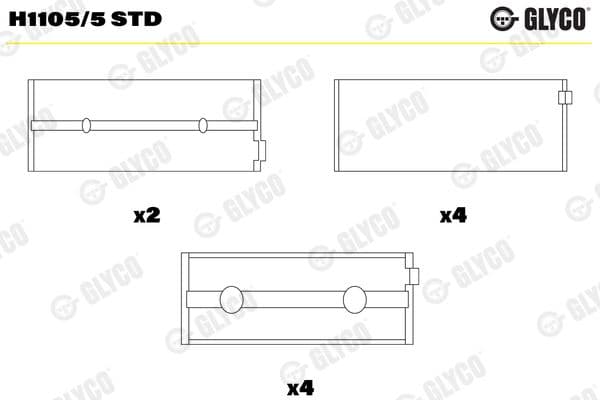 Kloķvārpstas gultnis GLYCO H1105/5 STD 1