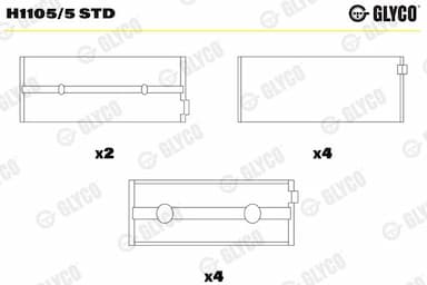 Kloķvārpstas gultnis GLYCO H1105/5 STD 1