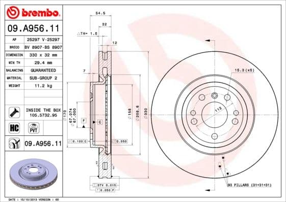 Bremžu diski BREMBO 09.A956.11 1