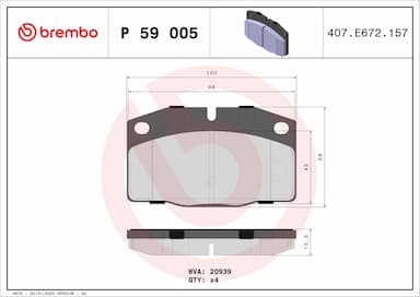 Bremžu uzliku kompl., Disku bremzes BREMBO P 59 005 1