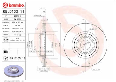 Bremžu diski BREMBO 09.D103.11 1