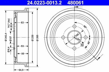 Bremžu trumulis ATE 24.0223-0013.2 1