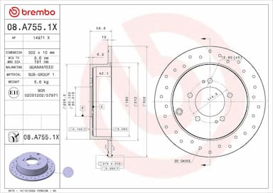 Bremžu diski BREMBO 08.A755.1X 1