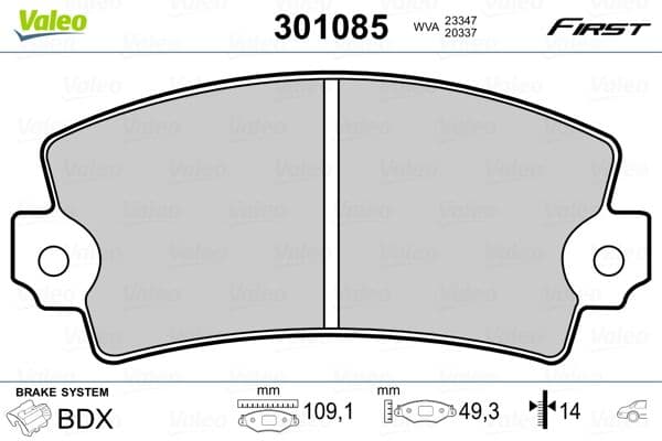 Bremžu uzliku kompl., Disku bremzes VALEO 301085 1