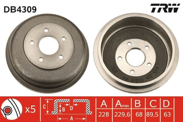 Bremžu trumulis TRW DB4309 1