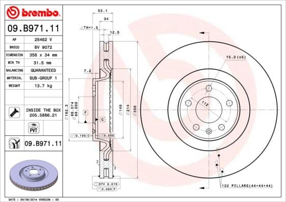 Bremžu diski BREMBO 09.B971.11 1