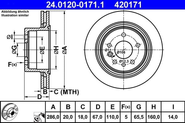 Bremžu diski ATE 24.0120-0171.1 1